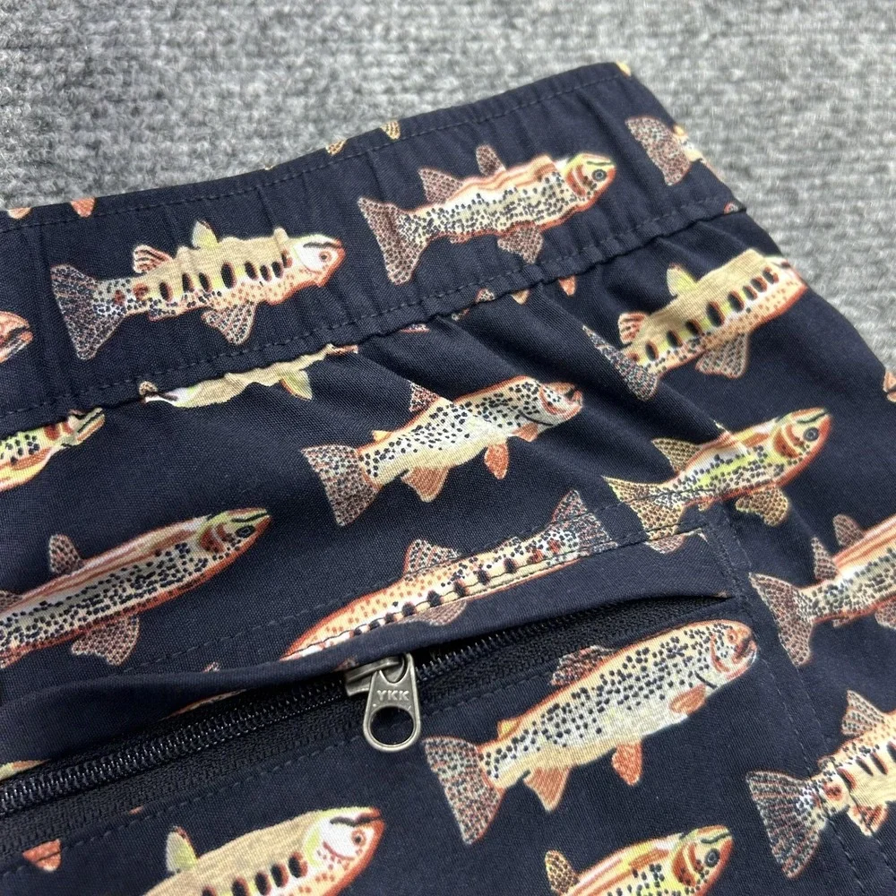 The North Face Fish Print Swim Shorts Mens‎ 2XL Blue Nylon Quick Dry 6